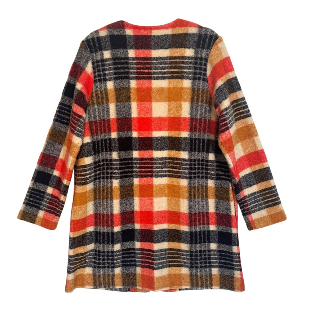 Cynthia Rowley Plaid Boucle Wool Blend Duster Long Coat Jacket Womens Medium‎ - Picture 2 of 12